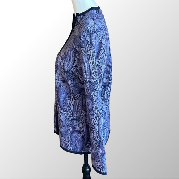 Pendleton Cardigan Women’s‎ Size MP Purple Paisley Merino Wool Full Zip - Picture 3 of 11